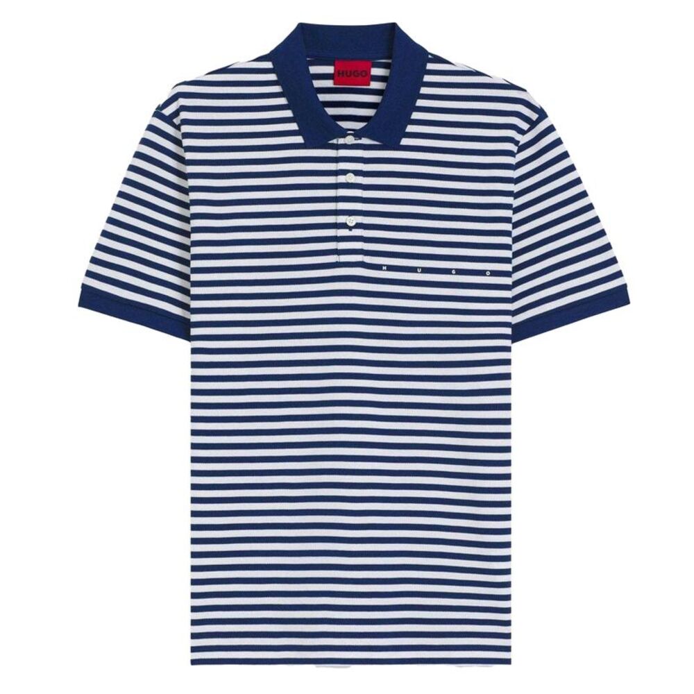 Hugo Mens Striped Short-Sleeved Polo Shirt / Blue/White